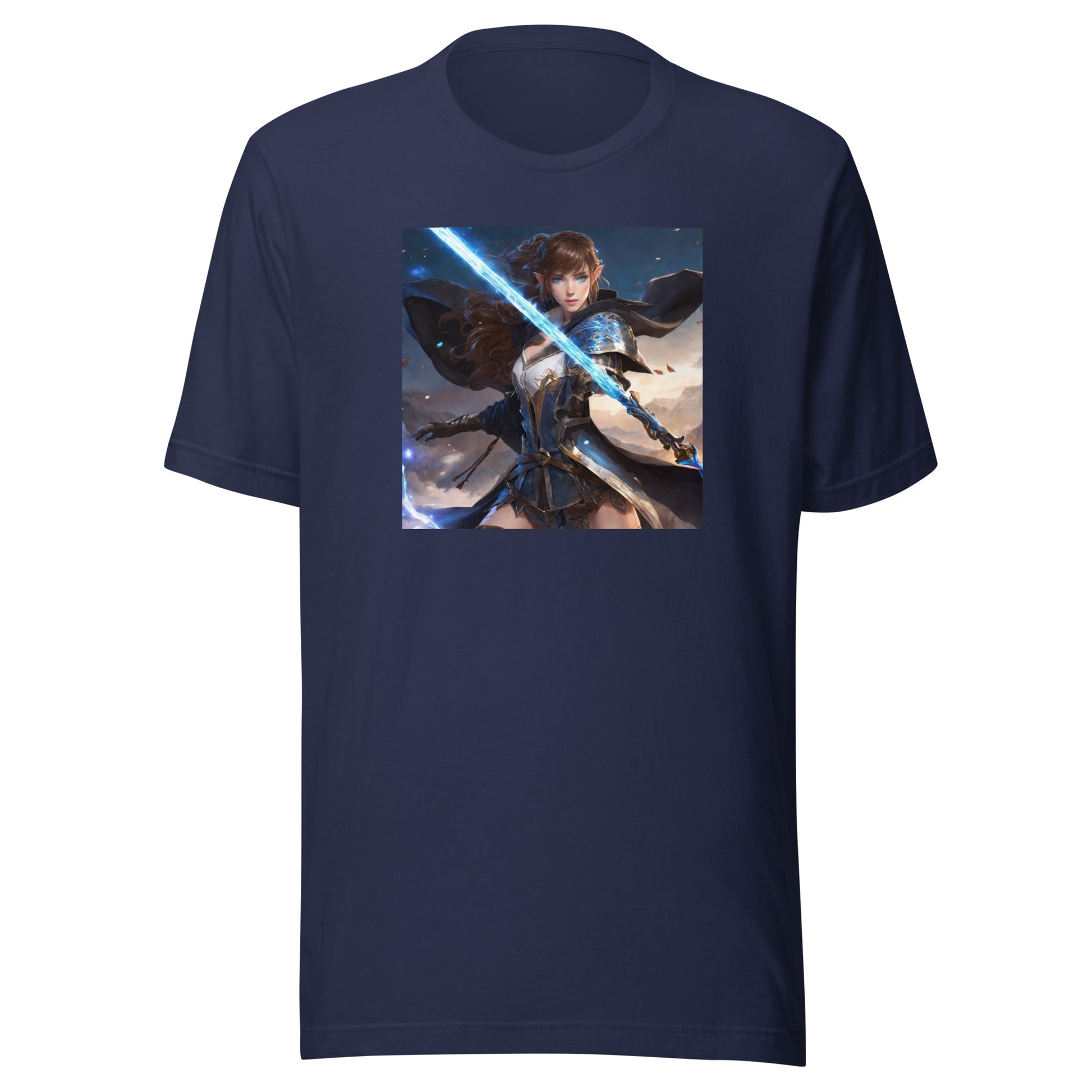 Elven Defender Men's Fantasy Anime T-Shirt Navy