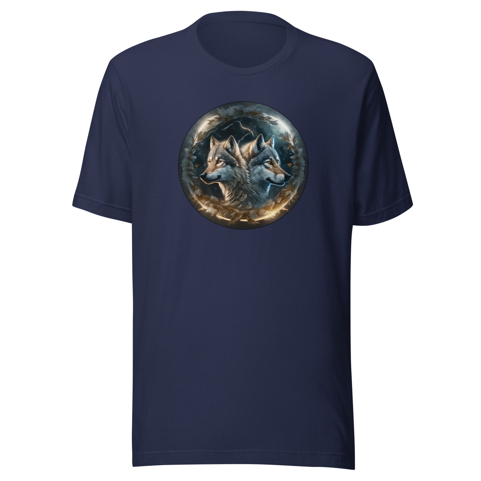 Twin Spirit Wolves Men's Graphic Men's Tee Navy