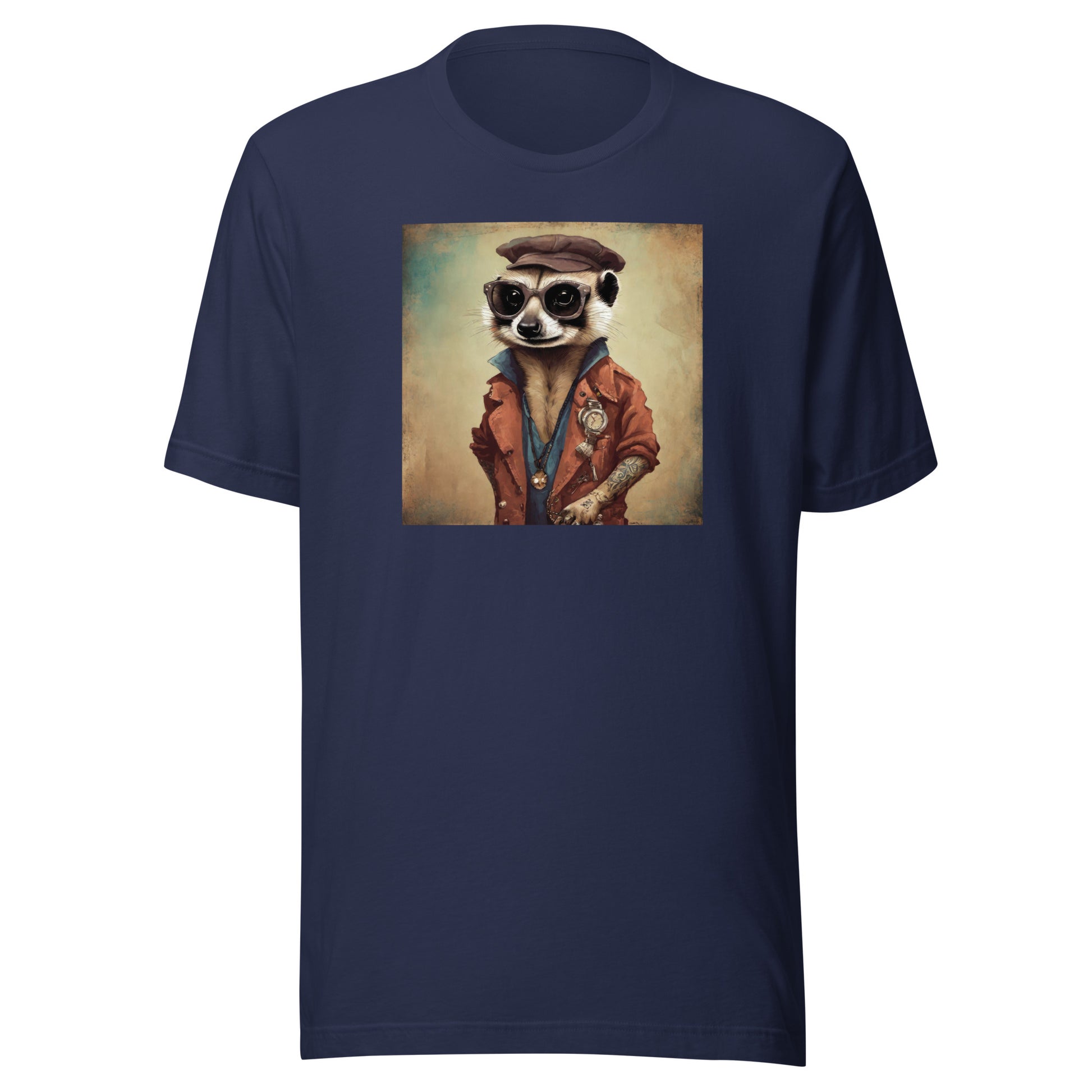 Hipster Ferret with Tattoos Men's Funny T-Shirt Navy