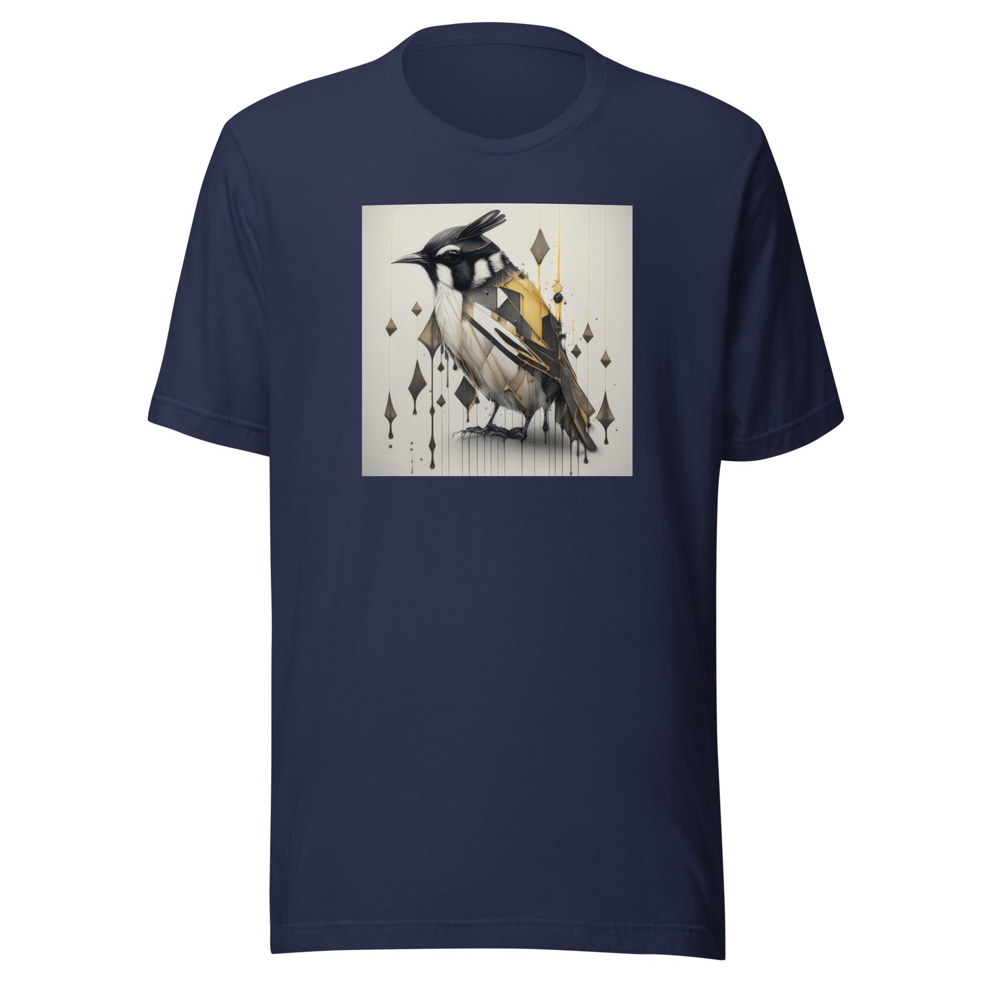 Geometric Chickadee Bird Men's Graphic Tee Navy