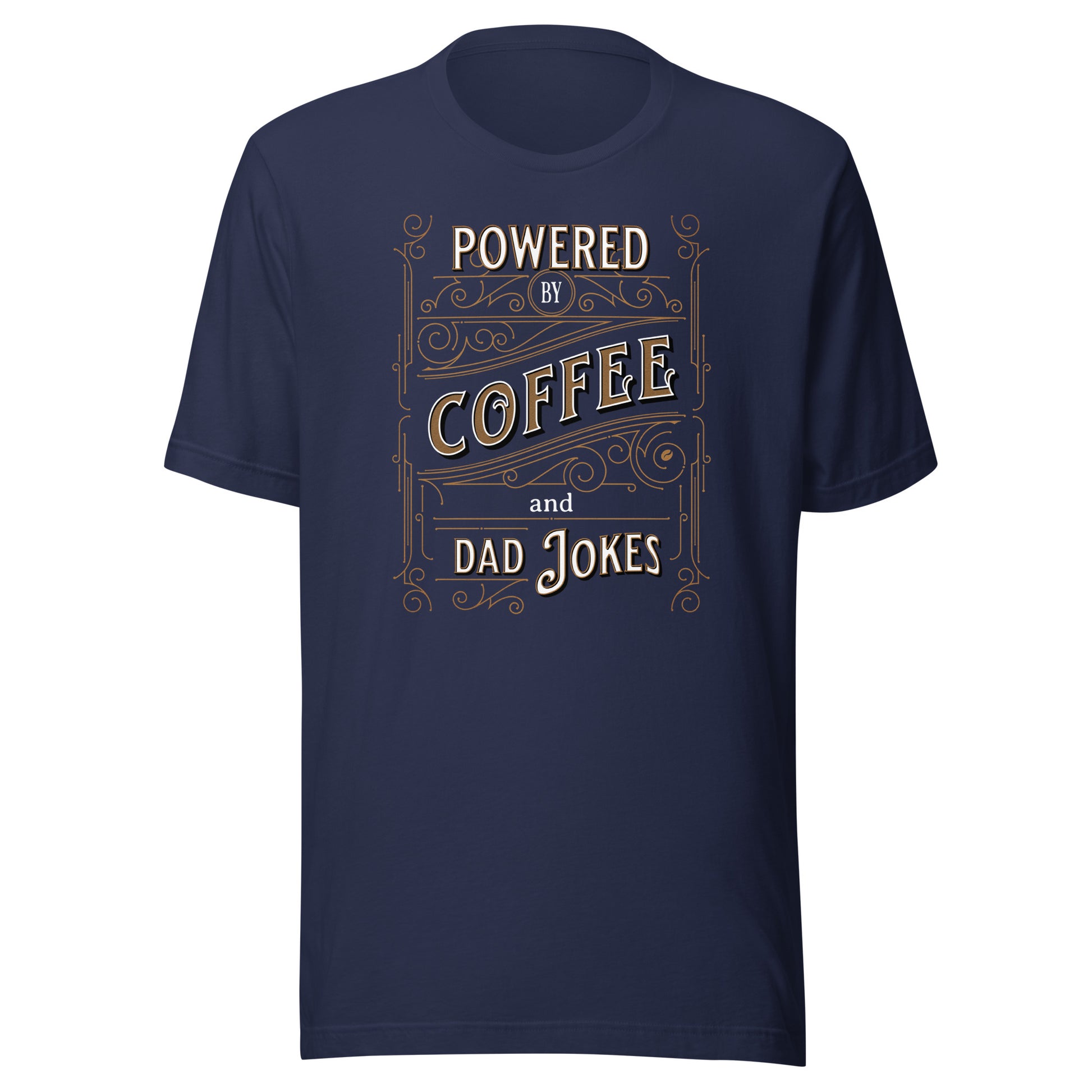 Powered by Coffee and Dad Jokes T-Shirt Navy