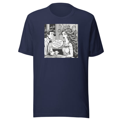 Medusa's Date Gone Wrong Men's Funny T-Shirt Navy