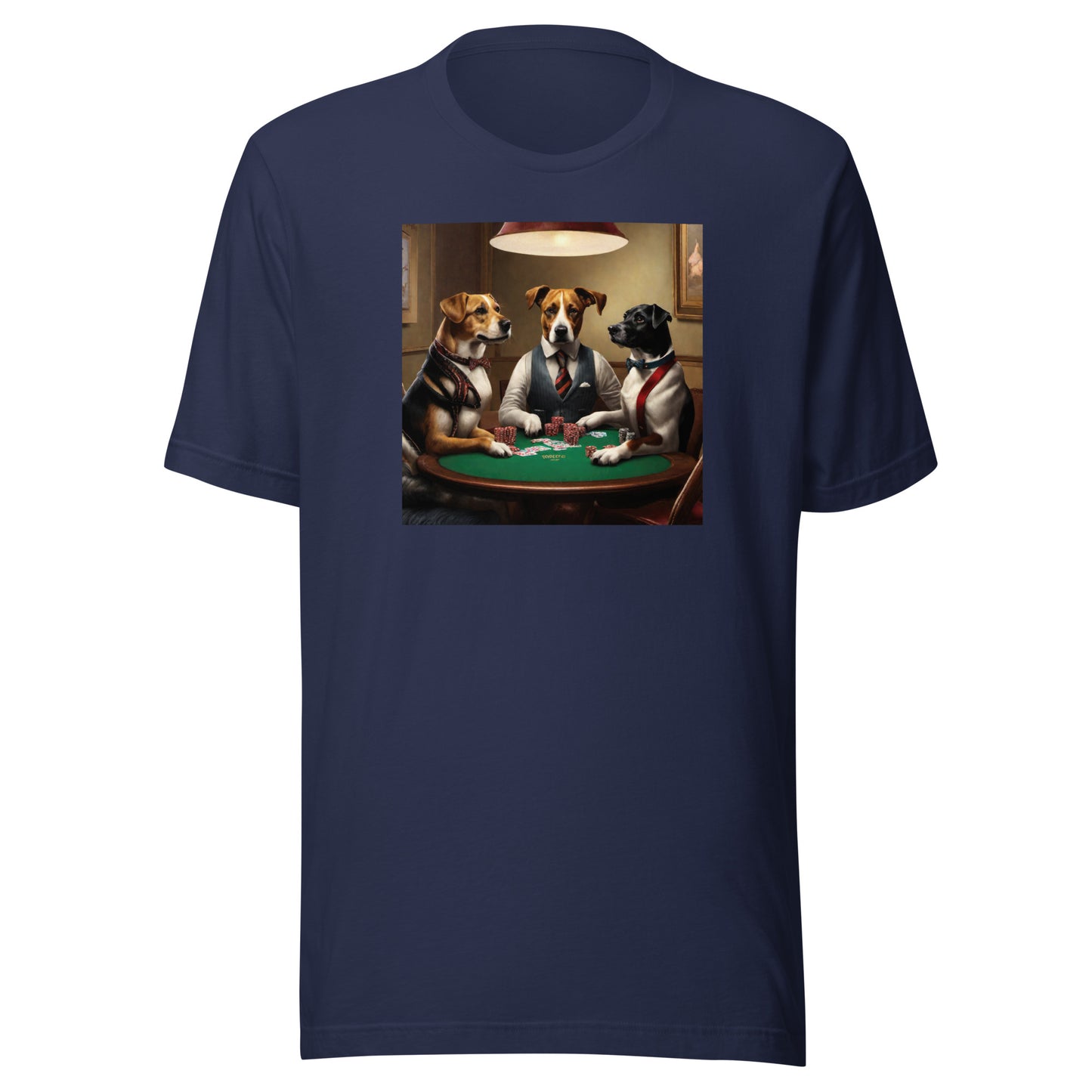 Poker Playing Pooches Men's Funny T-Shirt Navy