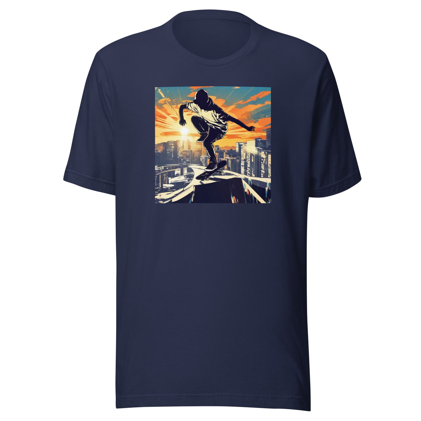 Skateboarding in the City Men's Graphic Tee Navy