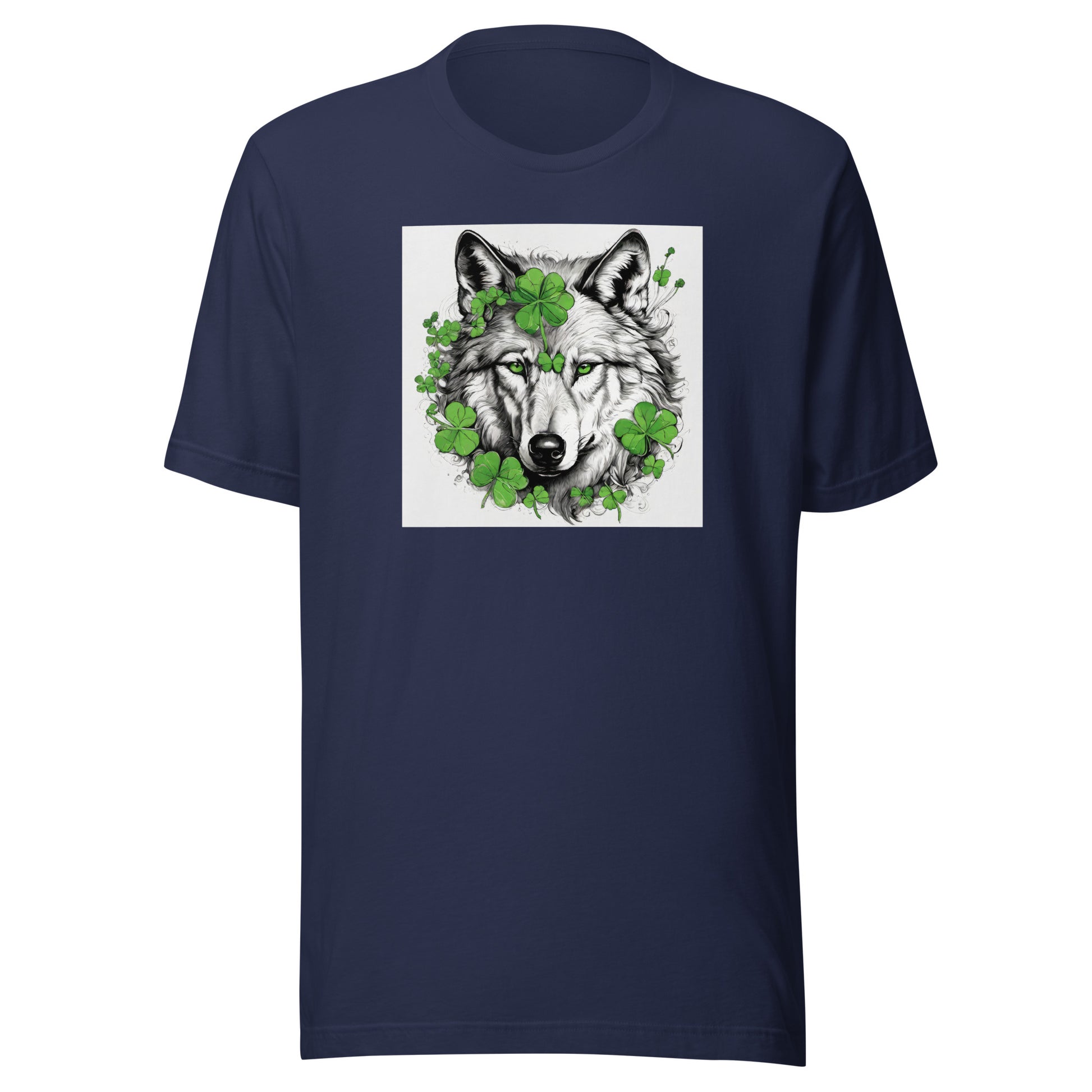 Wolf & Shamrock Lucky St Patrick's Day Men's T-Shirt Navy