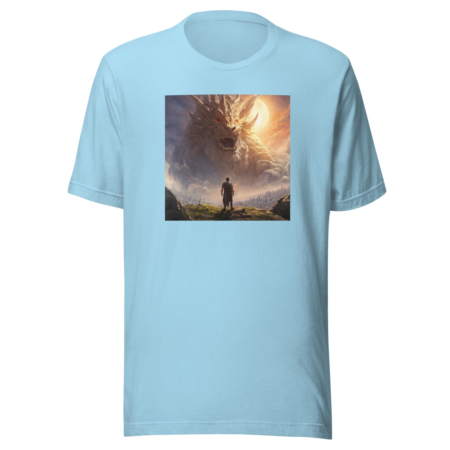 Small Warrior Facing a Giant Beast Men's T-Shirt Ocean Blue