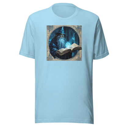 Wizard with Spell Book Men's T-Shirt Ocean Blue