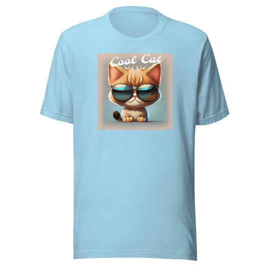 Cool Cat Men's Funny T-Shirt Ocean Blue