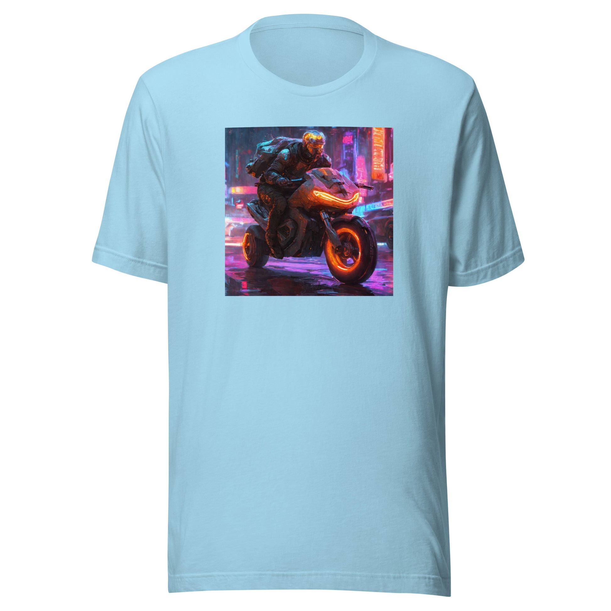 Cyberpunk Motorcycle Men's T-Shirt Ocean Blue