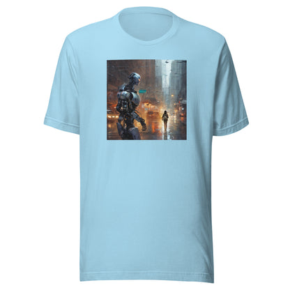 Cyborg in the City Men's Sci-Fi T-Shirt Ocean Blue