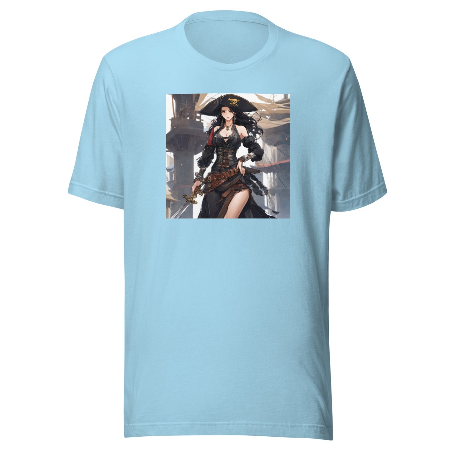 Anime Pirate Queen Men's Graphic Tee Ocean Blue