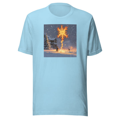 Fire from Ice Snowflake Men's Anime T-Shirt Ocean Blue