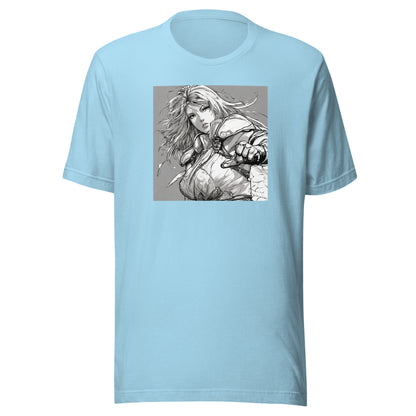 Fearless Swordmaiden Men's Anime T-Shirt Ocean Blue