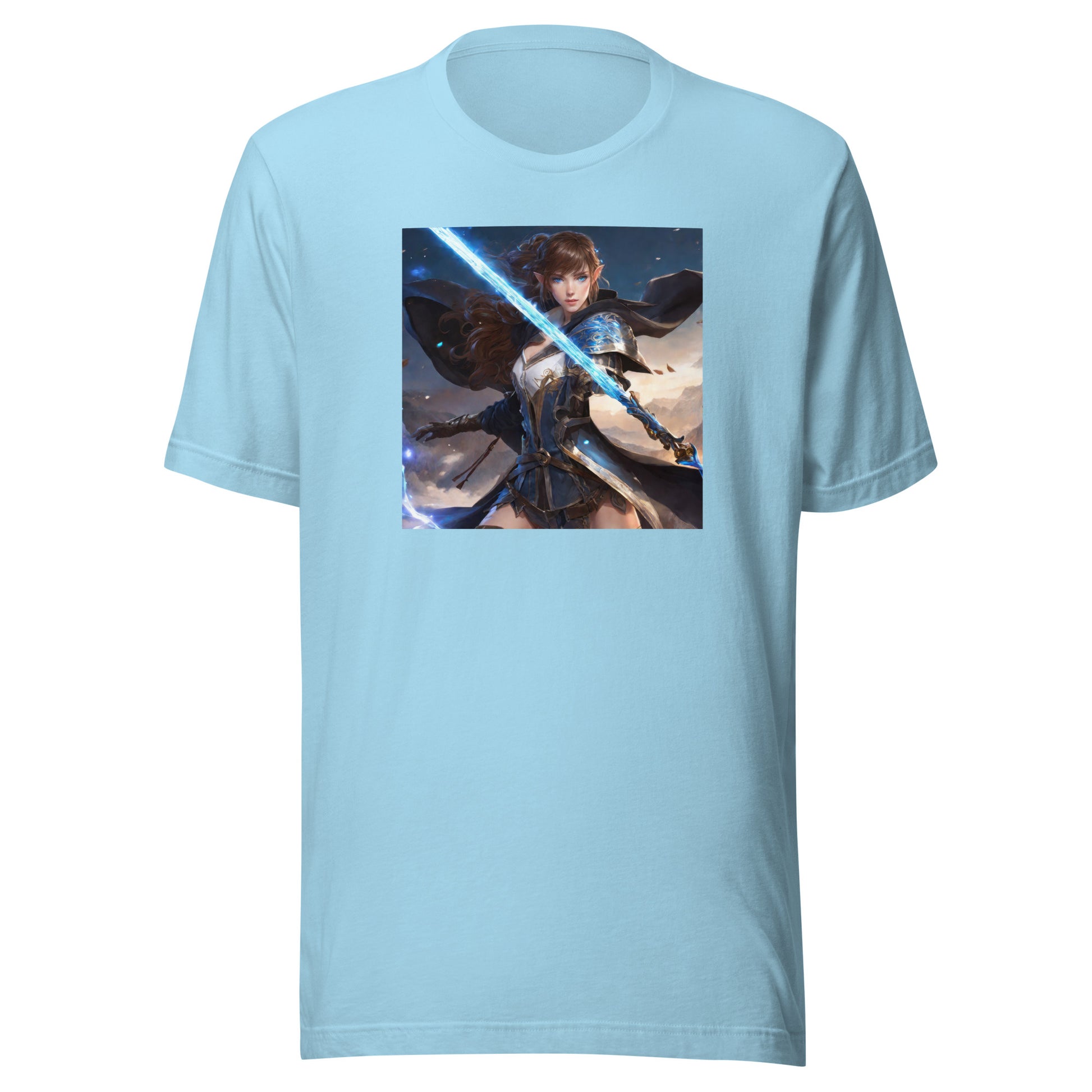 Elven Defender Men's Fantasy Anime T-Shirt Ocean Blue