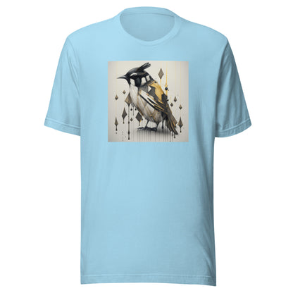 Geometric Chickadee Bird Men's Graphic Tee Ocean Blue