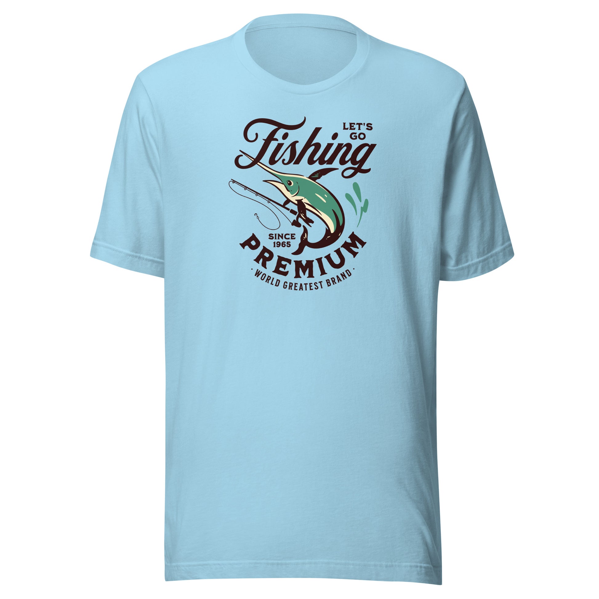 Let's Go Fishing T-Shirt Gift for Dad Ocean Blue