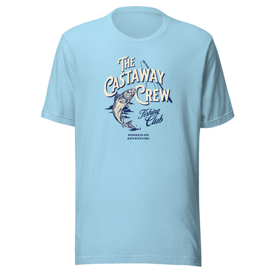 The Castaway Crew Fishing Club T-Shirt for Dad Ocean Blue