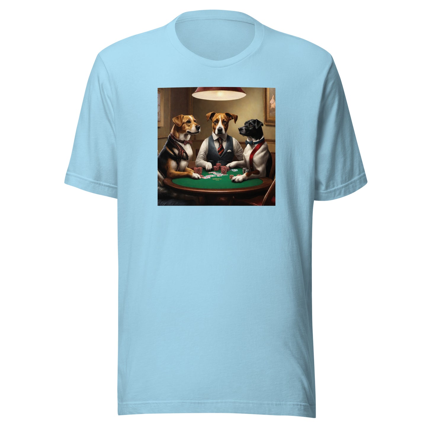 Poker Playing Pooches Men's Funny T-Shirt Ocean Blue