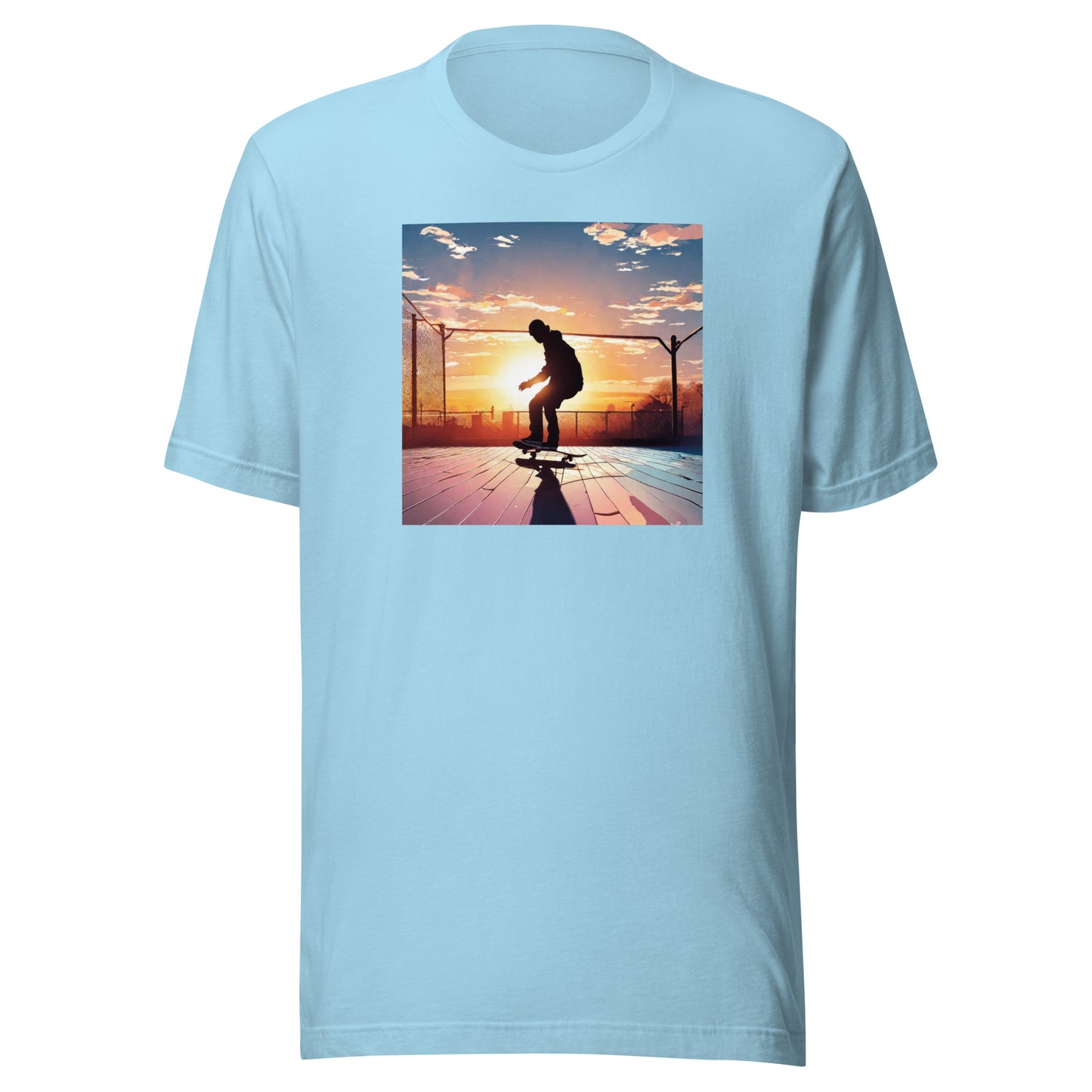 Skateboarding in the Sunset Men's T-Shirt Ocean Blue