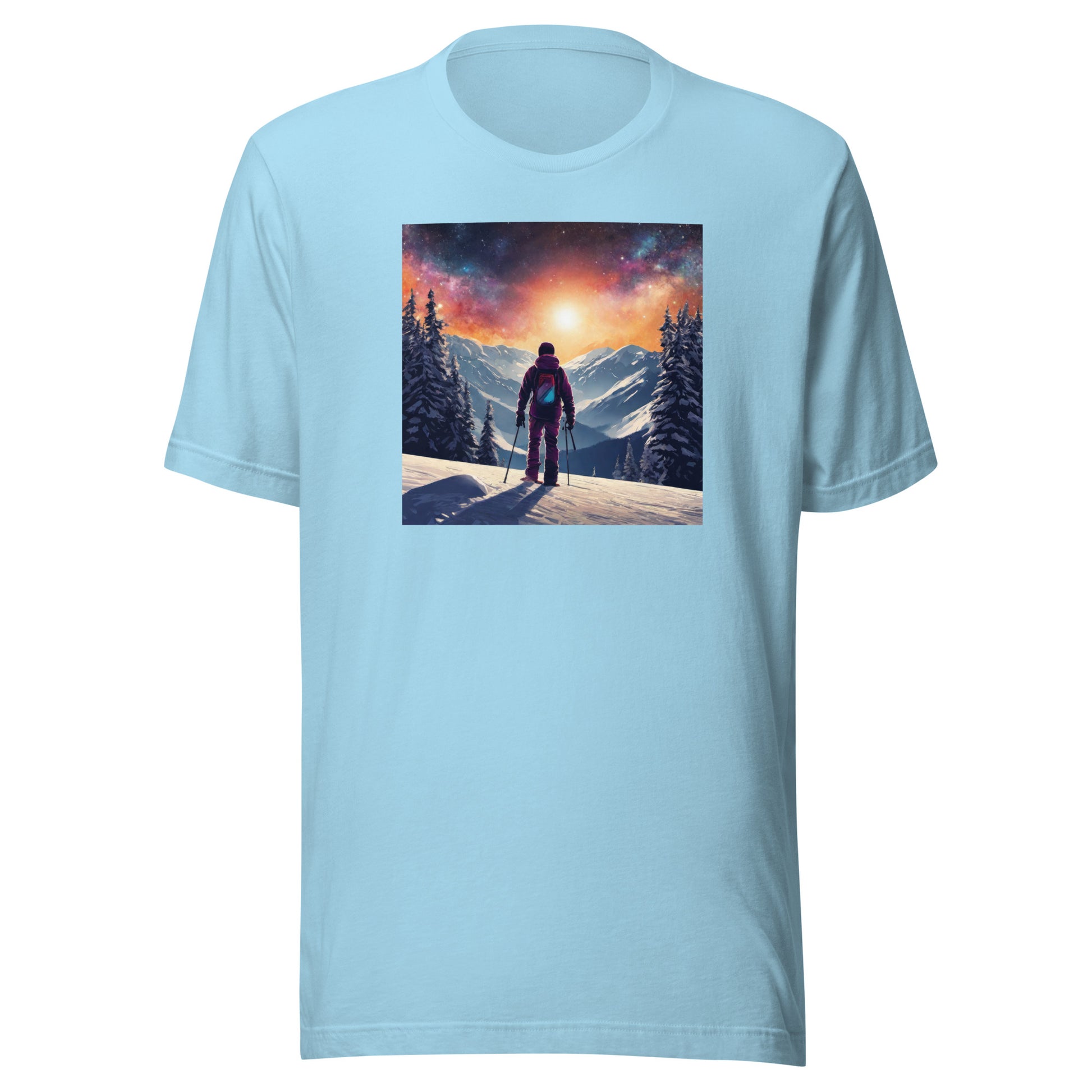 Peak of the Mountain Men's Skiing T-Shirt Ocean Blue