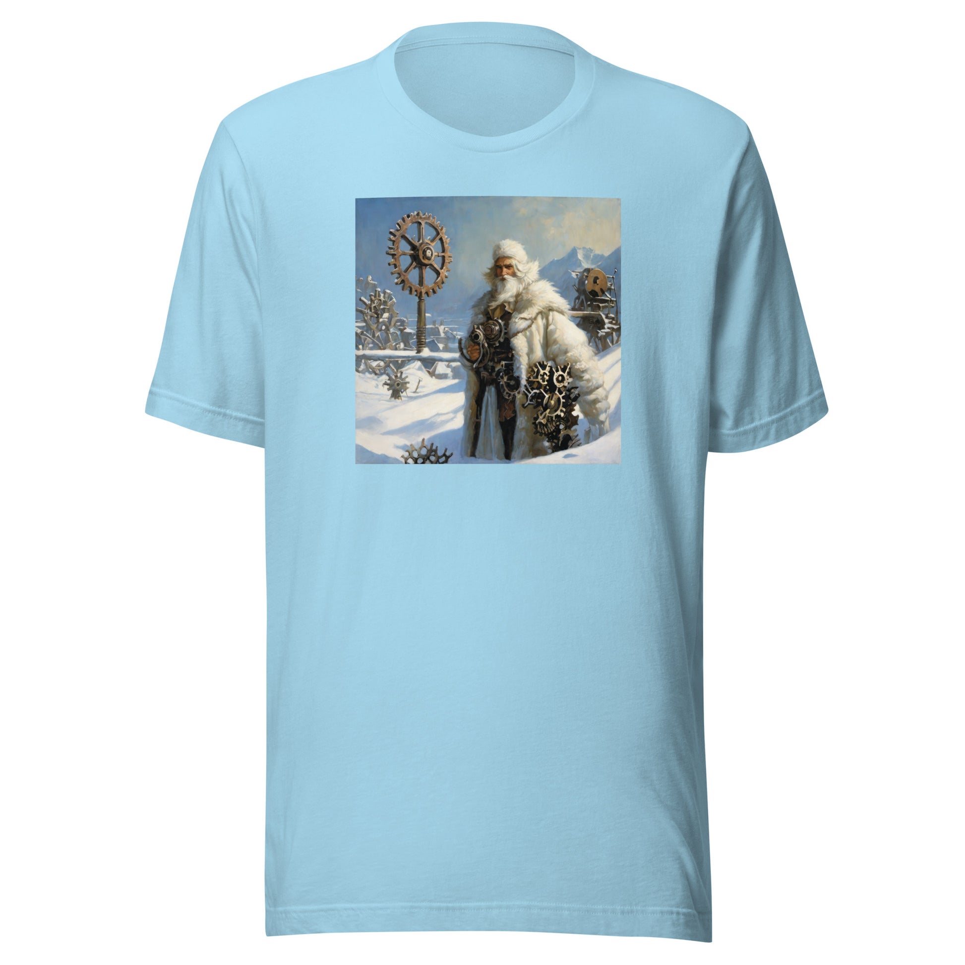 Frosty St Nick Santa Winter Christmas T-Shirt for Men Ocean Blue