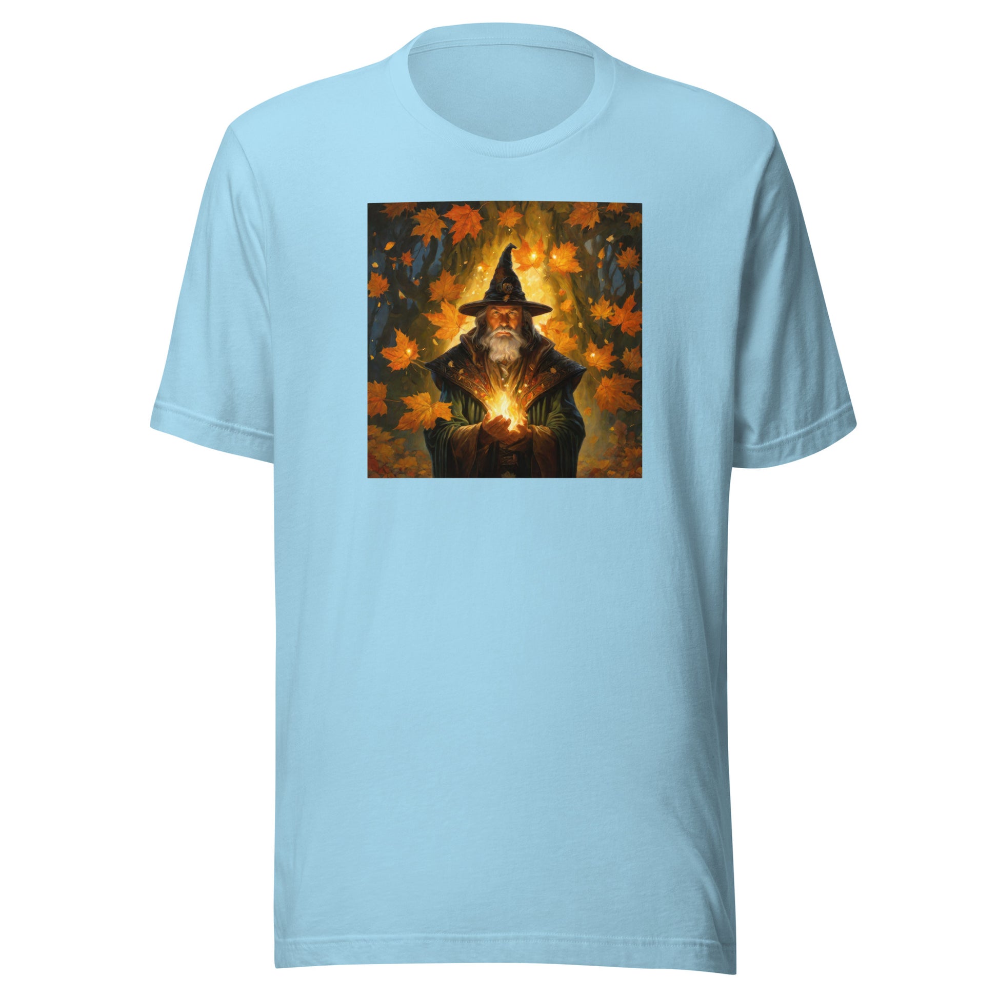 Autumn Wizard Making Fall Leaves Men's Graphic Tee Ocean Blue