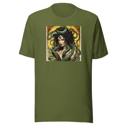 Enchanting Medusa Men's Mythology T-Shirt Olive