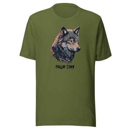 Lone Wolf Men's Funny T-Shirt Olive