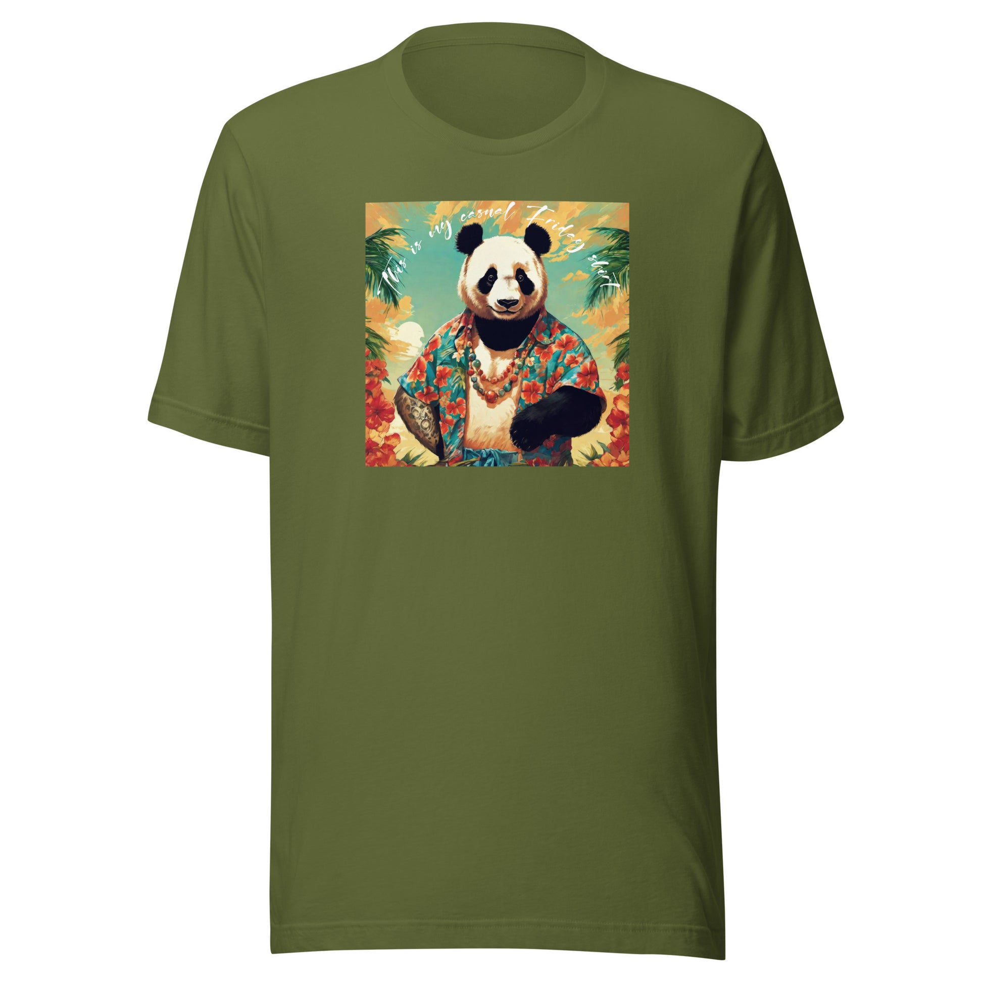 Casual Friday Panda Men's Funny T-Shirt Olive