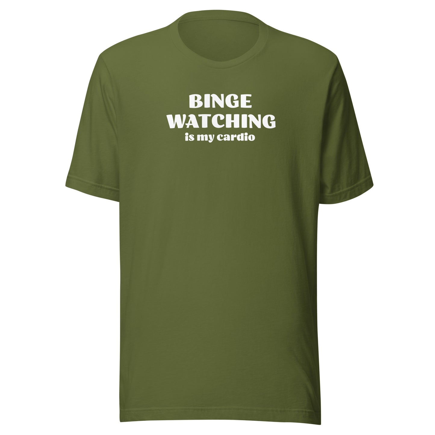 Binge Watching is my Cardio Men's Funny Text T-Shirt Olive