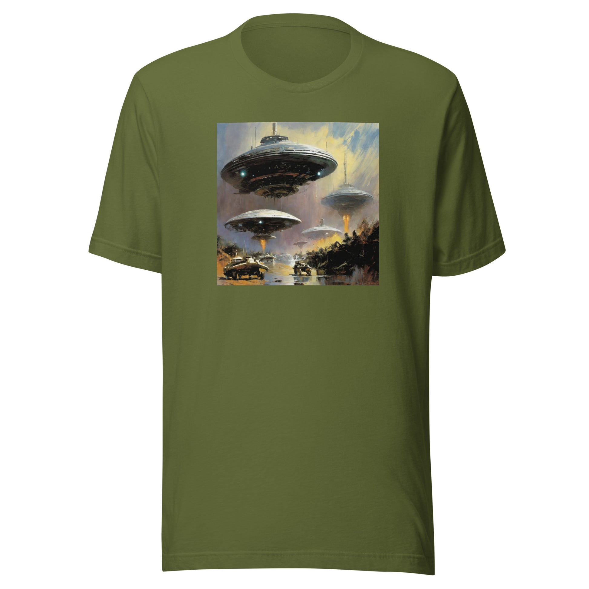 Alien Invasion Men's Graphic Tee Olive