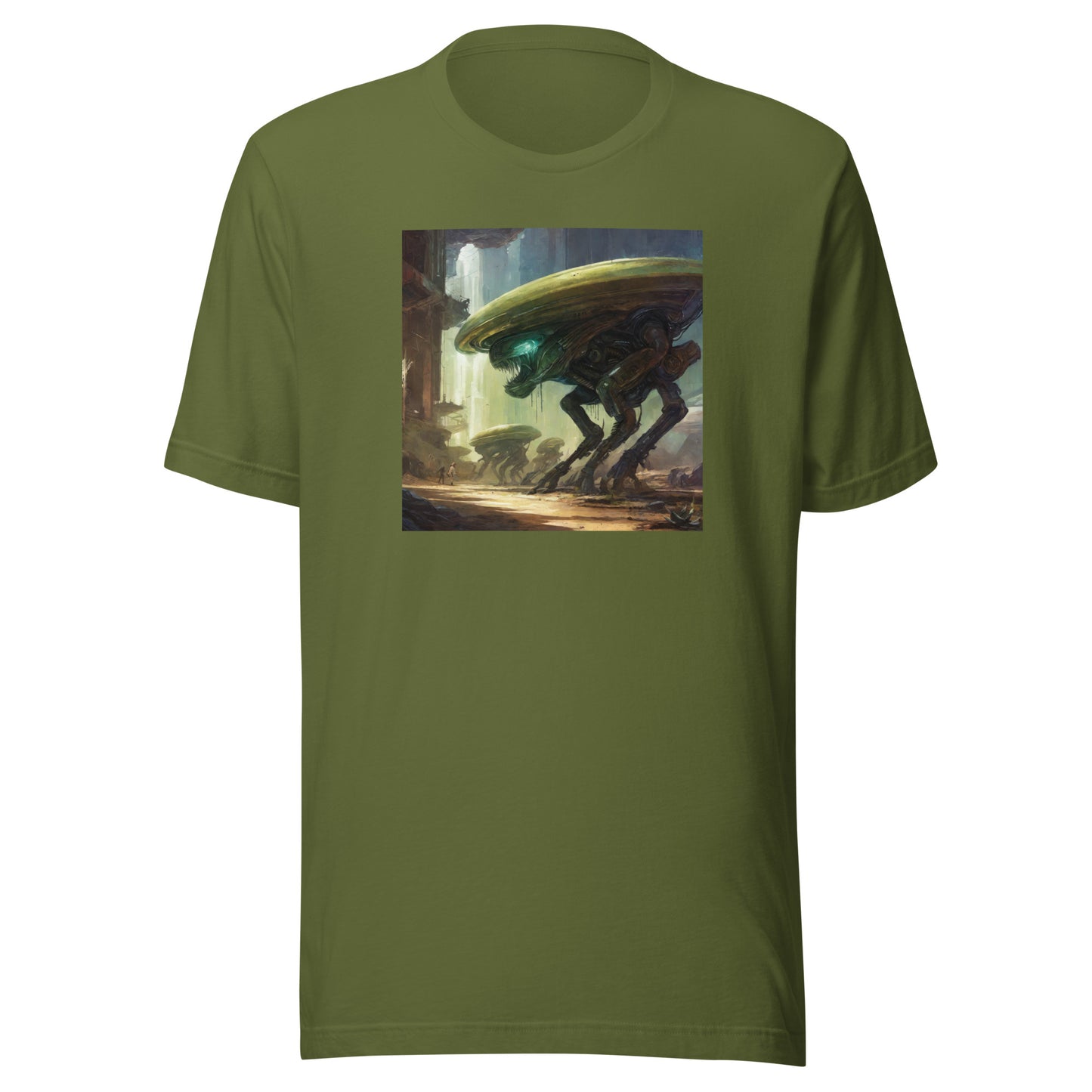 Interstellar Aggression Men's Sci-Fi Tee Olive