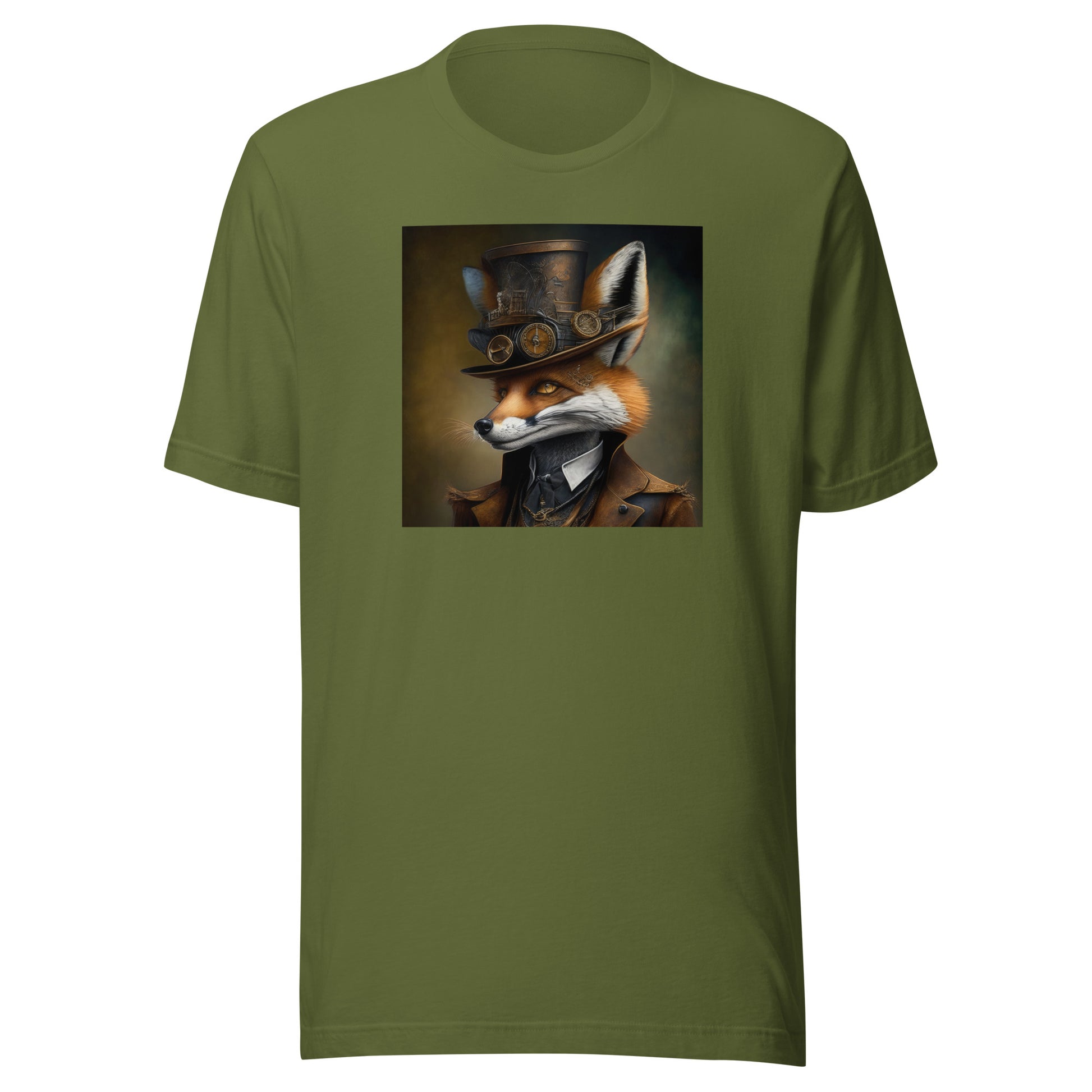 Gears & Genius Steampunk Fox Men's T-Shirt Olive