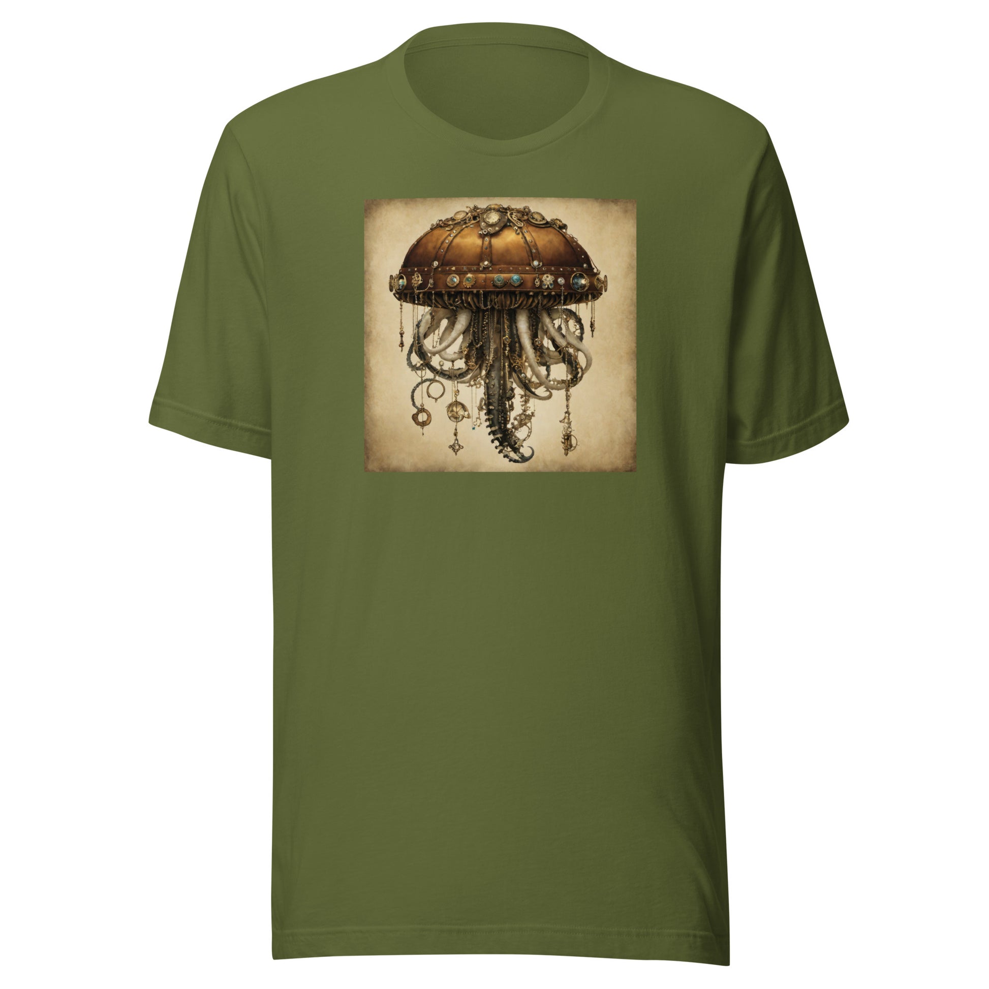 Steampunk Jellyfish Men's Graphic Tee Olive