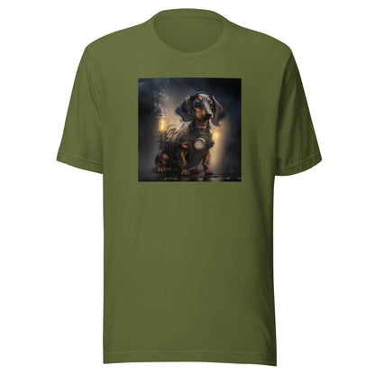 Pump Powered Pooch Men's Steampunk T-Shirt Olive