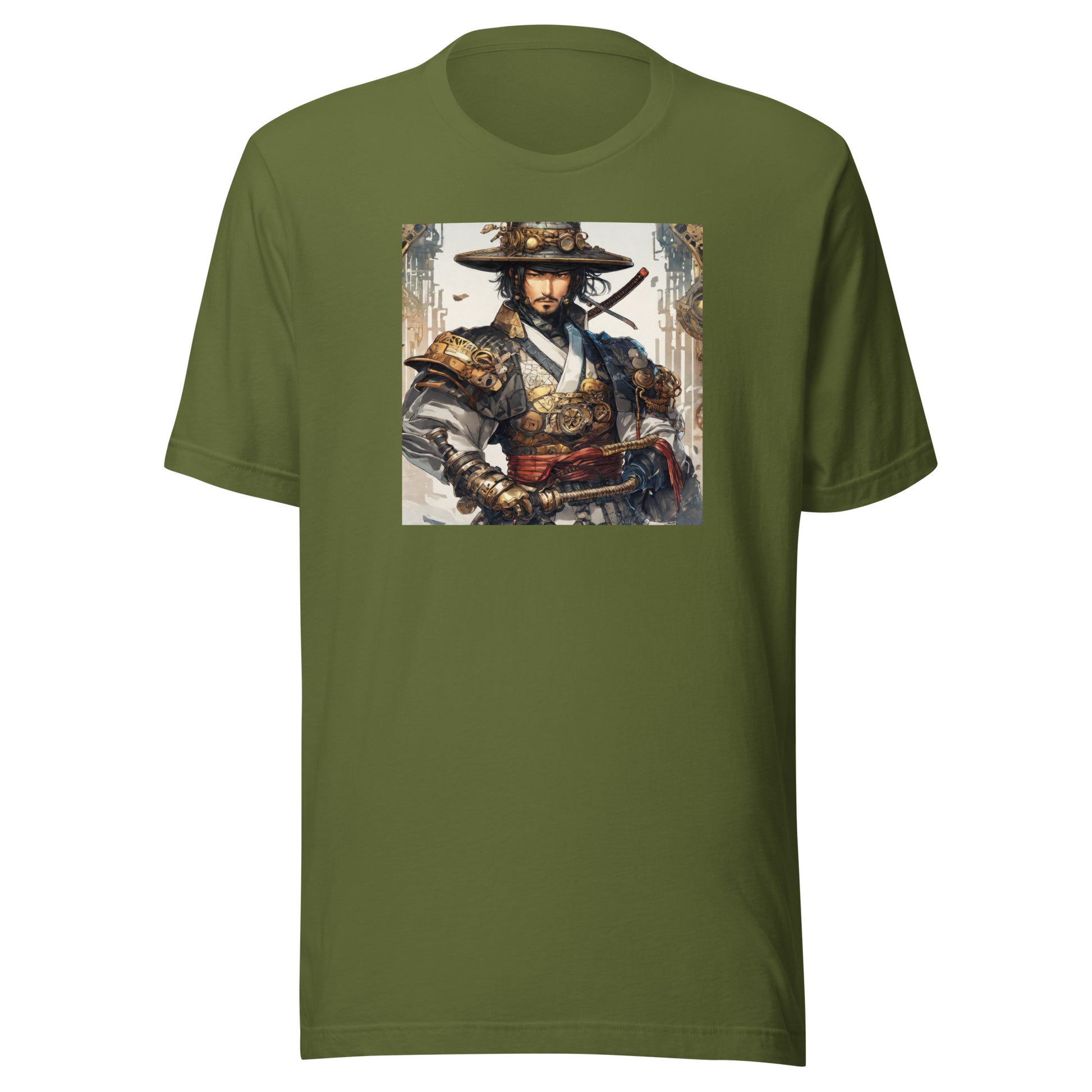 Proud Samurai Warrior Men's Anime T-Shirt Olive