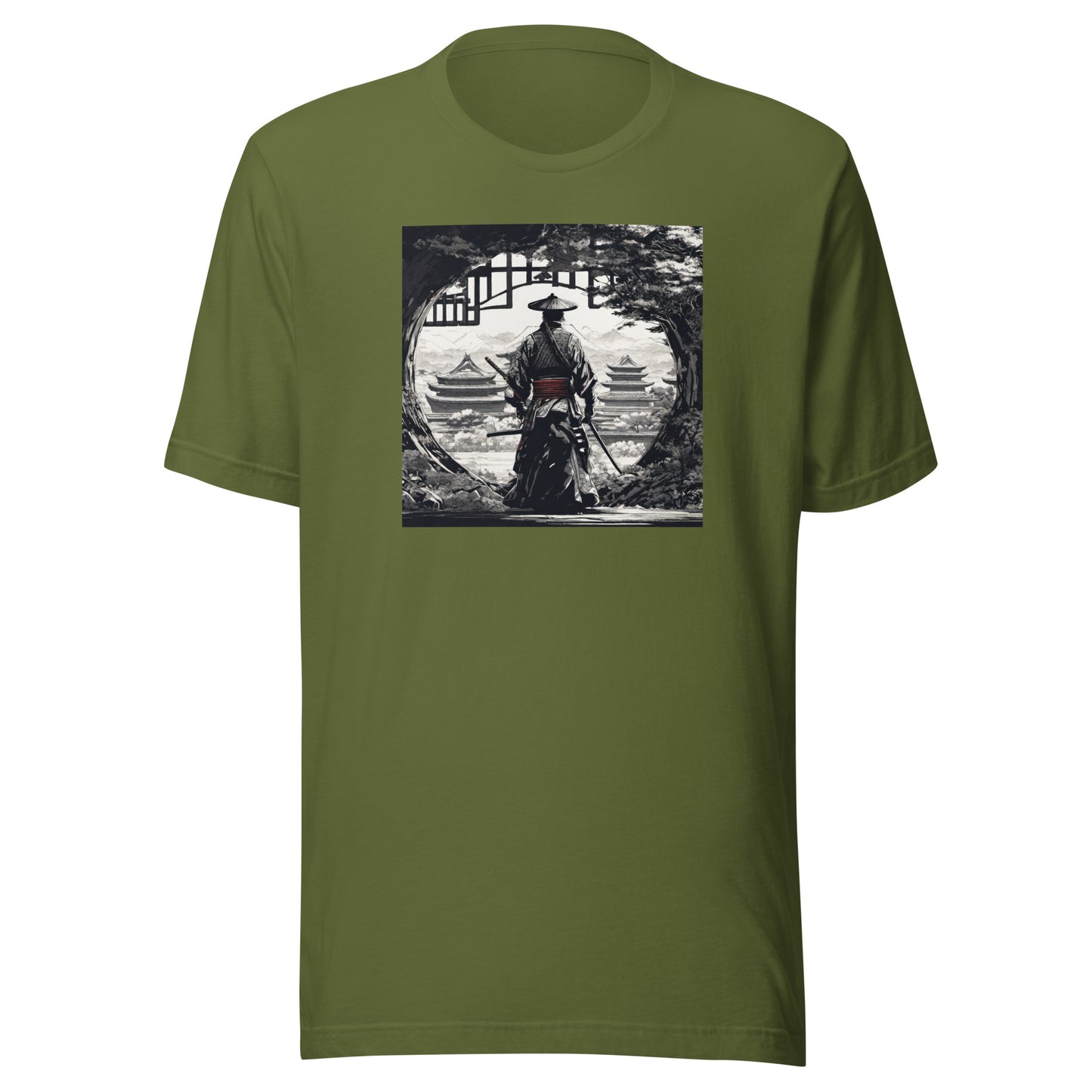 Stoic Samurai Men's Anime Graphic Tee Olive