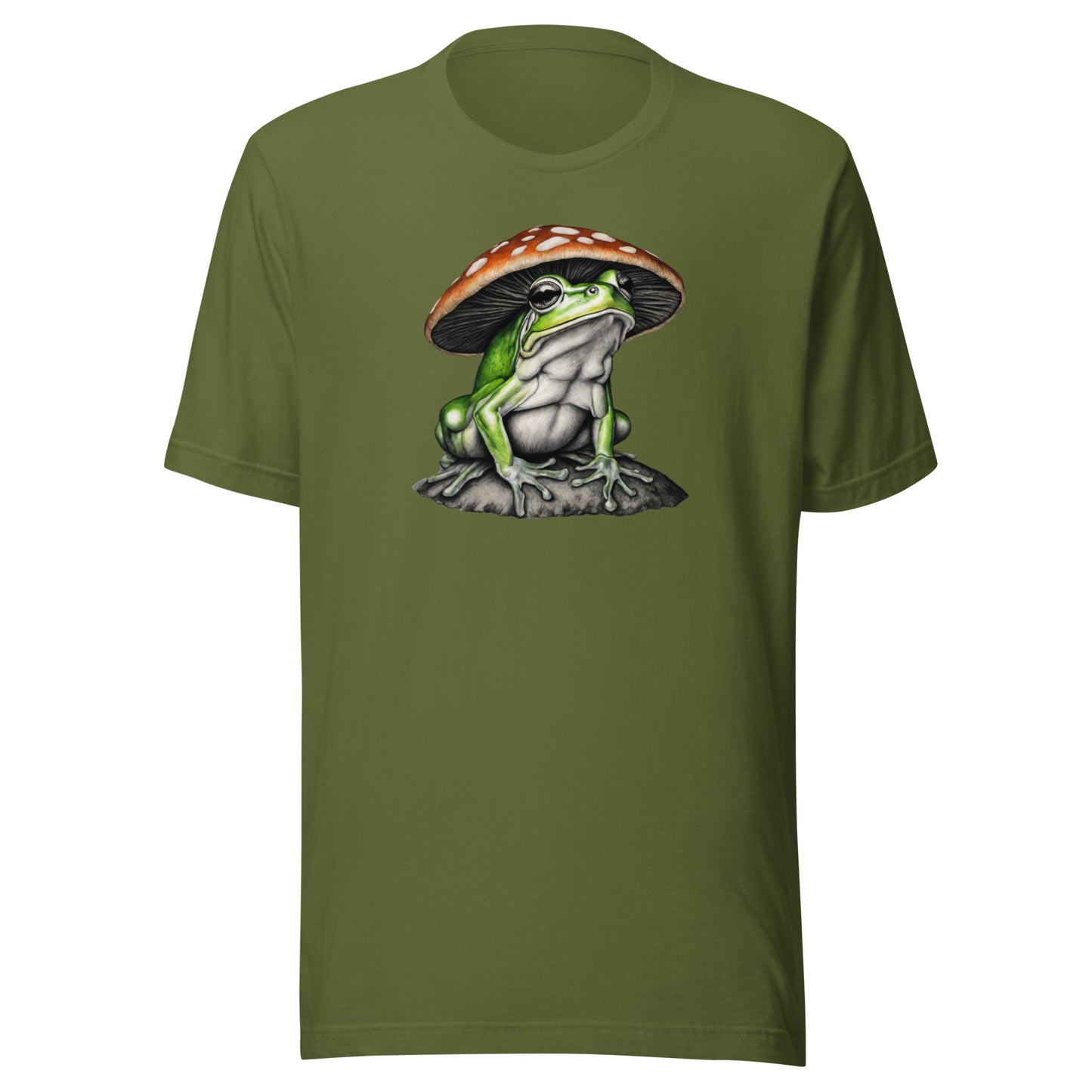 Frog in Shroom Cap Men's Graphic Tee Olive