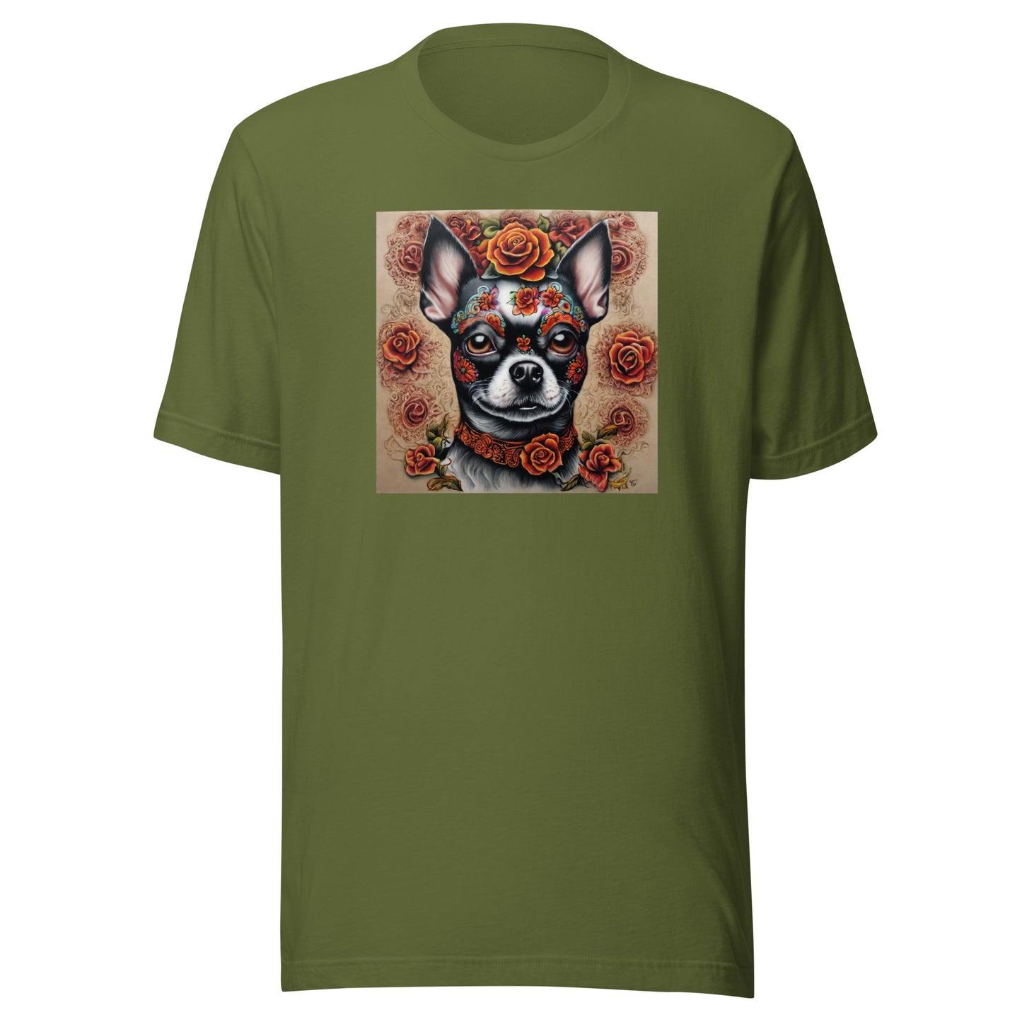 Day of the Dead Chihuahua Men's Dog Lover T-Shirt Olive