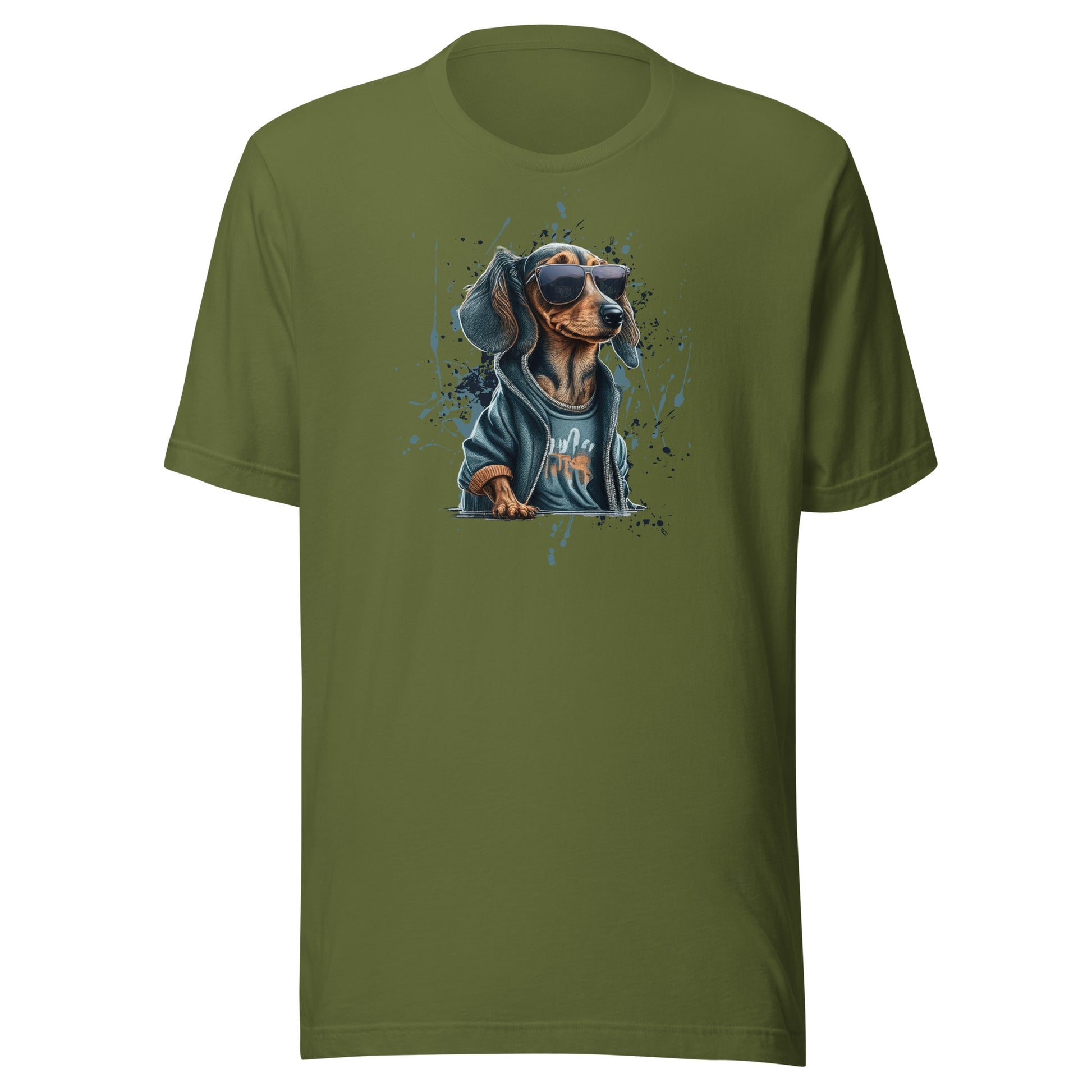 Cool Dachshund in Sunglasses Men's Dog T-Shirt Olive