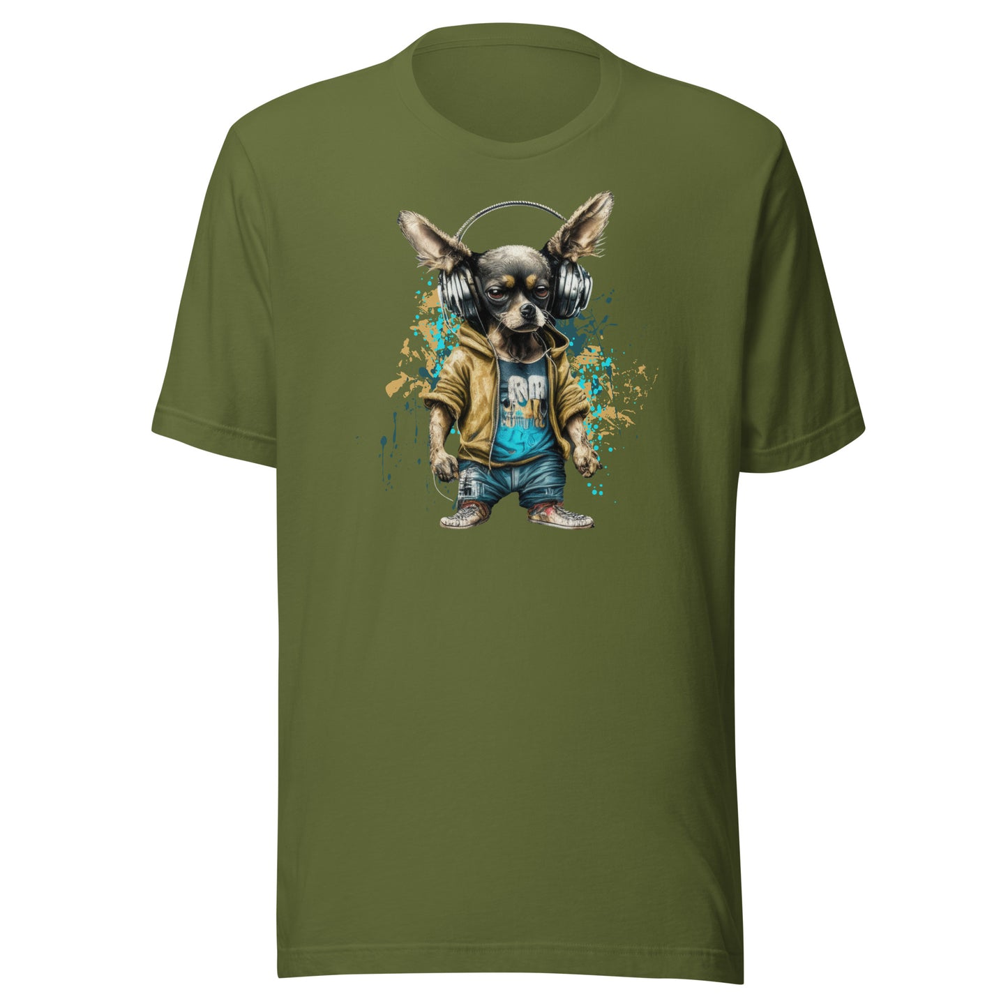 Cool Beats Chihuahua Men's Animal T-Shirt Olive