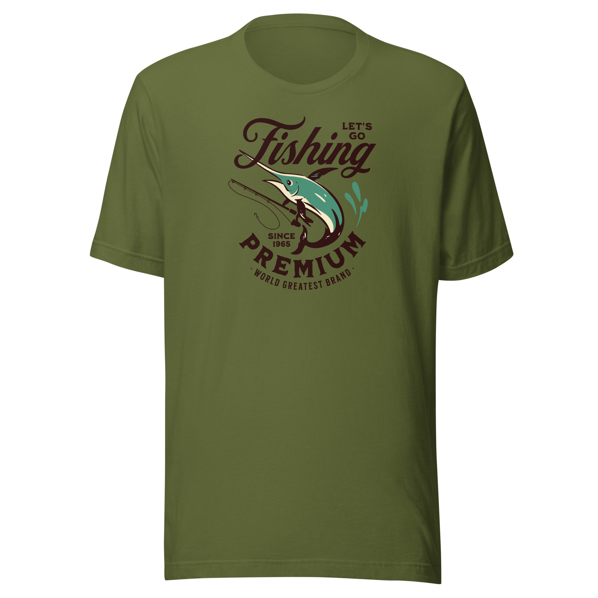 Let's Go Fishing T-Shirt Gift for Dad Olive