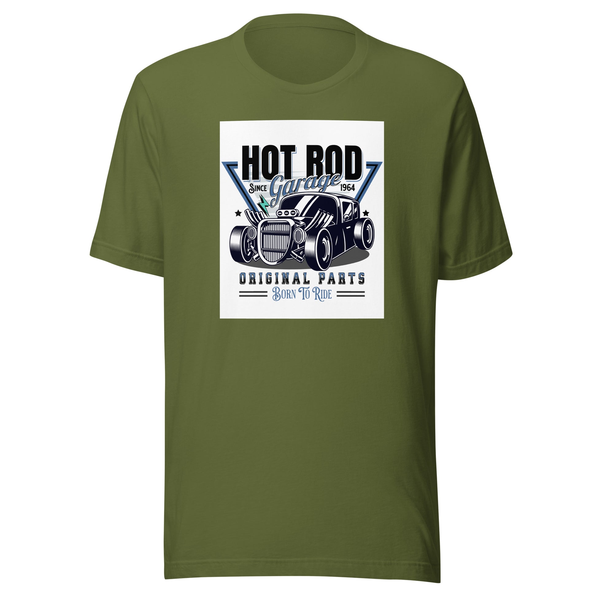 Hot Rod Garage Dad Shirt Olive