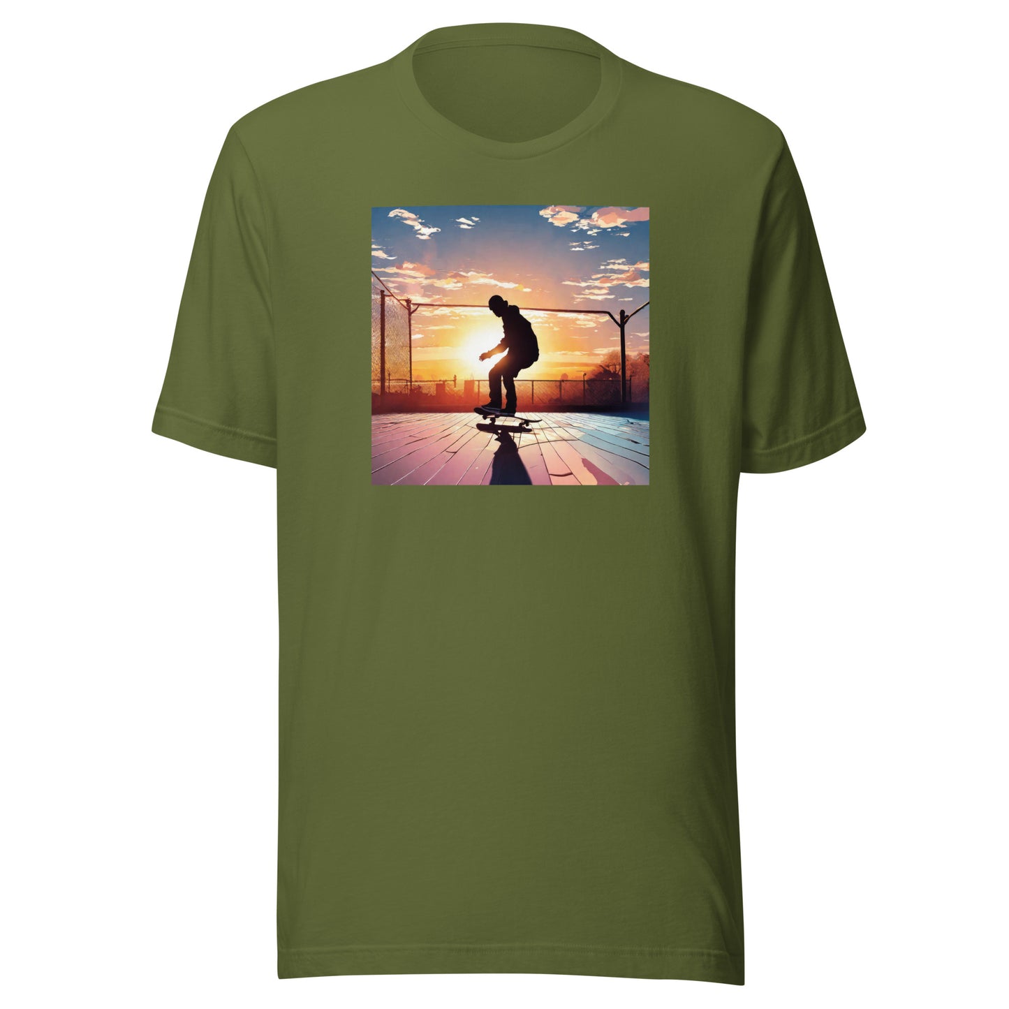 Skateboarding in the Sunset Men's T-Shirt Olive