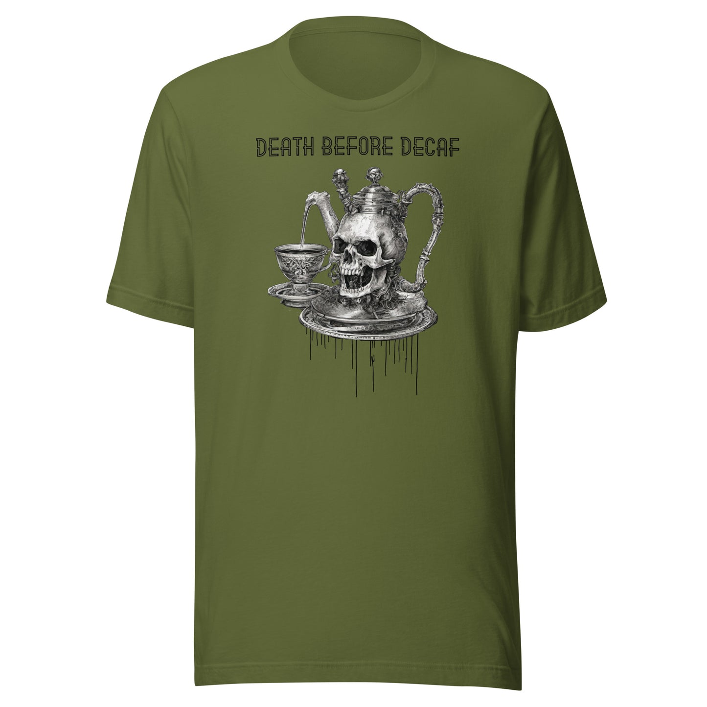 Death Before Decaf Men's Funny Shirt Olive