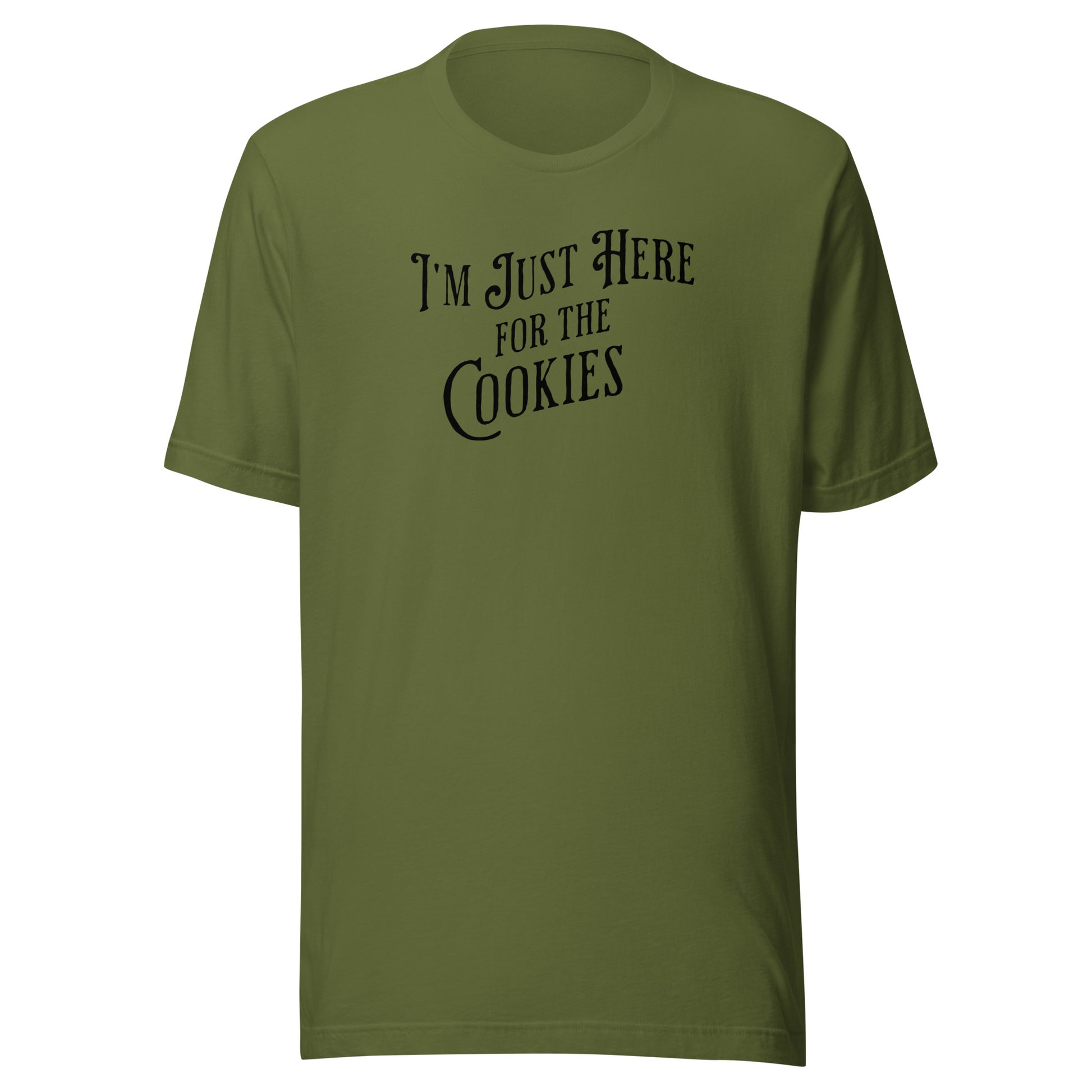 I'm Just Here for the Cookies Men's Christmas T-Shirt Olive