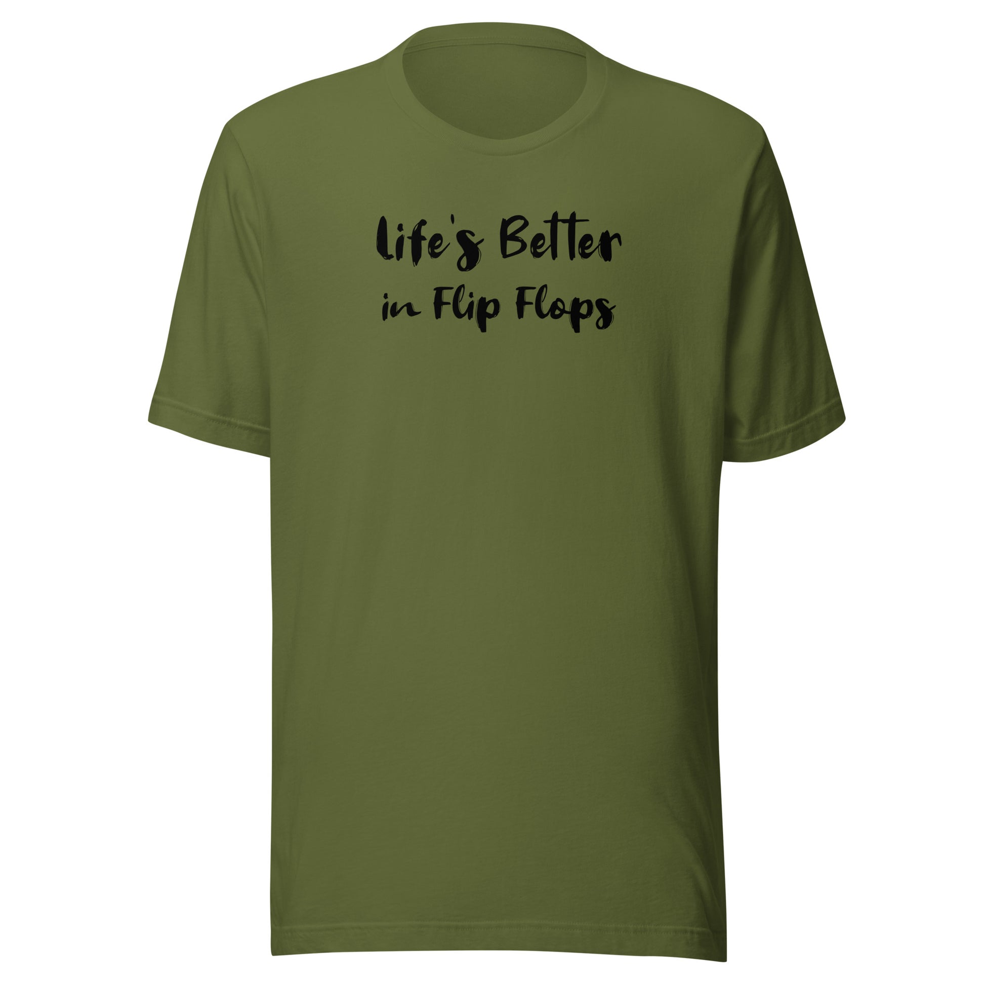 Life's Better in Flip-Flops Men's Summer T-Shirt Olive