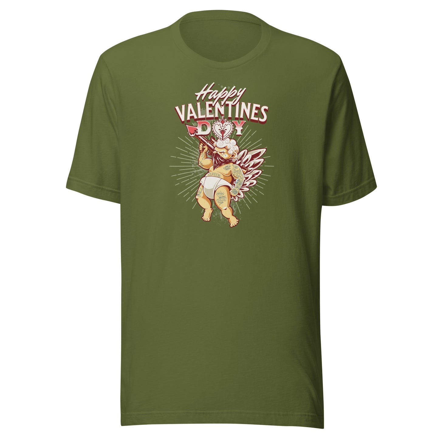 Inked Cupid Men's Valentine's Day T-Shirt Olive