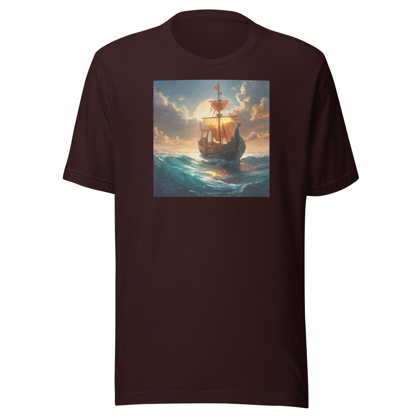 Sunset Ship Men's T-Shirt Oxblood Black