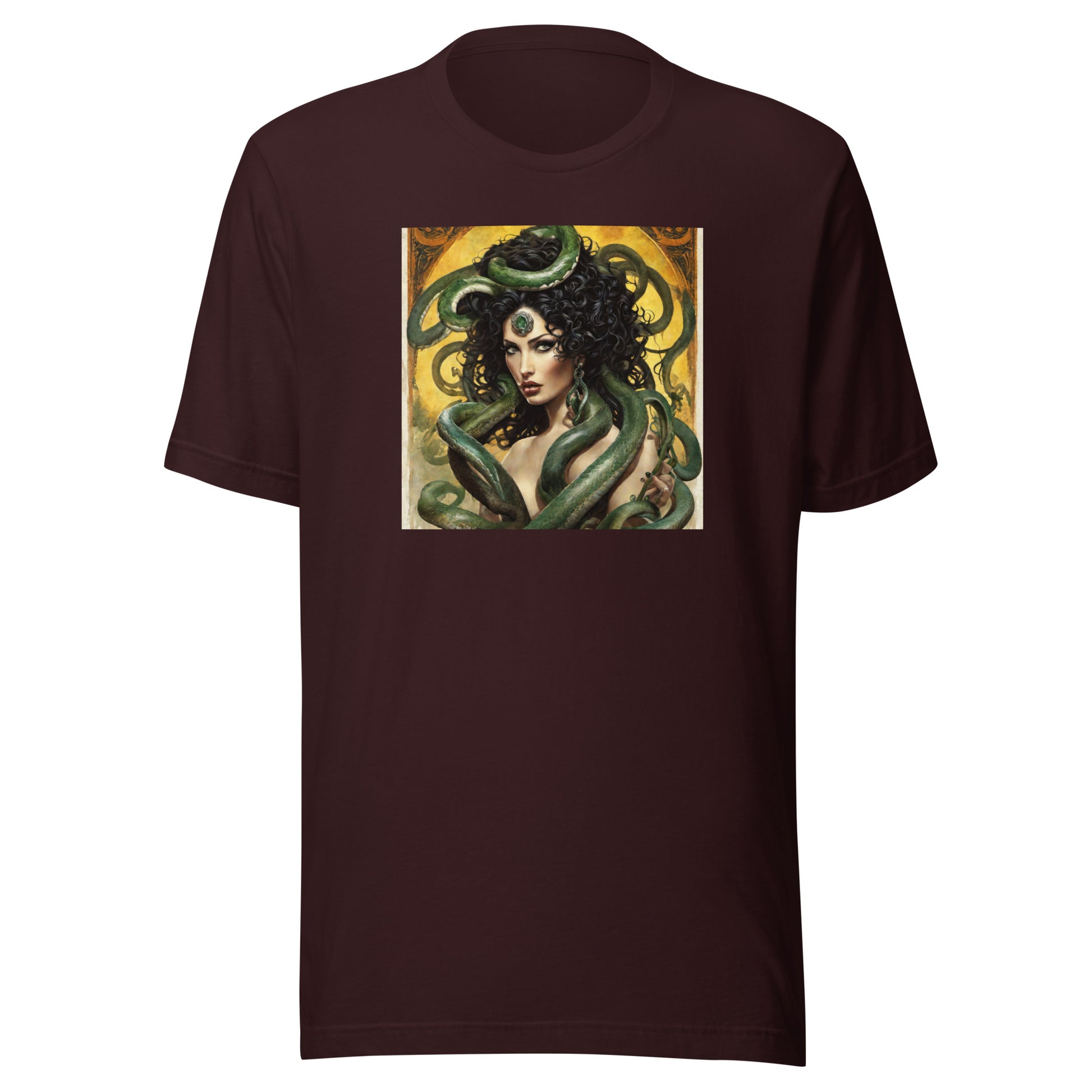 Enchanting Medusa Men's Mythology T-Shirt Oxblood Black